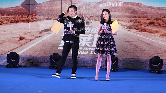 广州W酒店赵微新片《横冲直撞好莱坞》发布会摄制